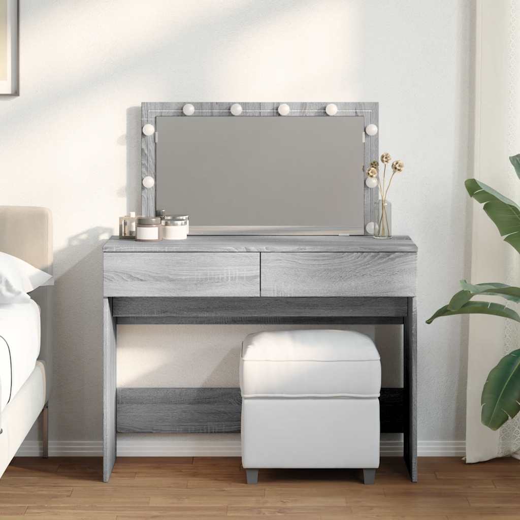 Schminktisch mit LED Grau Sonoma 100x40x120 cm