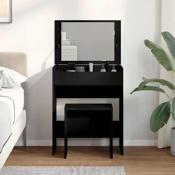 Schminktisch mit Hocker Schwarz 60x40 cm