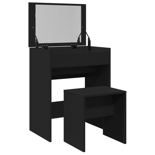 Schminktisch mit Hocker Schwarz 60x40 cm