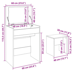 Schminktisch mit Hocker Schwarz 60x40 cm