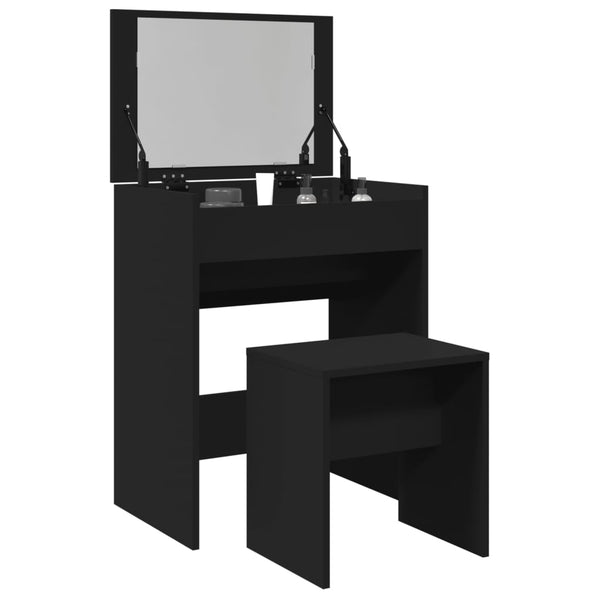 Schminktisch mit Hocker Schwarz 60x40 cm