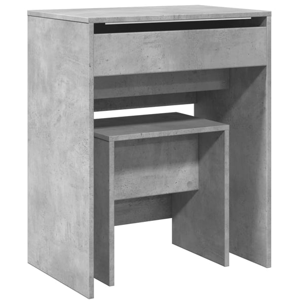 Betongrauer Schminktisch mit Hocker, 60 cm