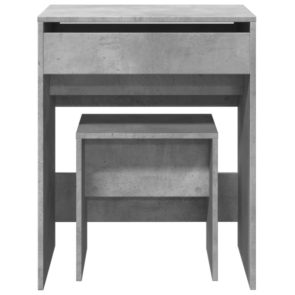 Betongrauer Schminktisch mit Hocker, 60 cm