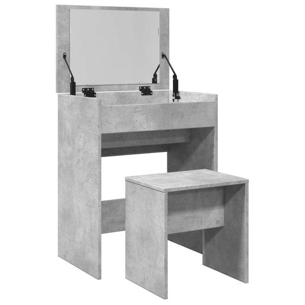 Betongrauer Schminktisch mit Hocker, 60 cm