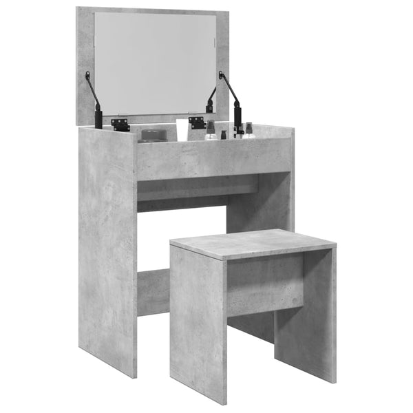 Betongrauer Schminktisch mit Hocker, 60 cm