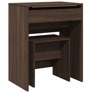 vidaXL Dressing Table with Stool Brown Oak-Look 60x40x113.5 cm