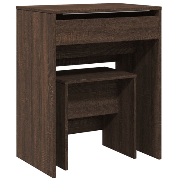 vidaXL Dressing Table with Stool Brown Oak-Look 60x40x113.5 cm