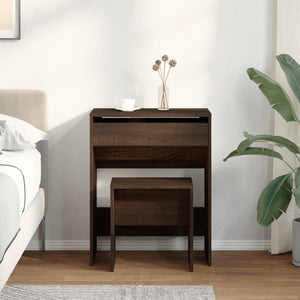 vidaXL Dressing Table with Stool Brown Oak-Look 60x40x113.5 cm