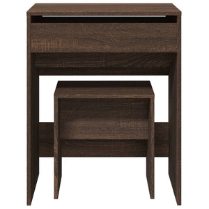 vidaXL Dressing Table with Stool Brown Oak-Look 60x40x113.5 cm