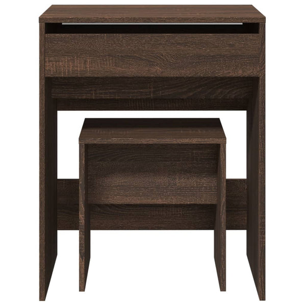 vidaXL Dressing Table with Stool Brown Oak-Look 60x40x113.5 cm