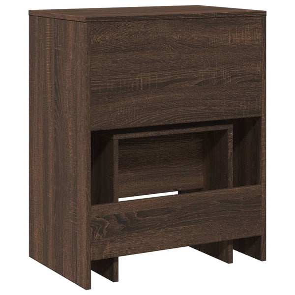 vidaXL Dressing Table with Stool Brown Oak-Look 60x40x113.5 cm