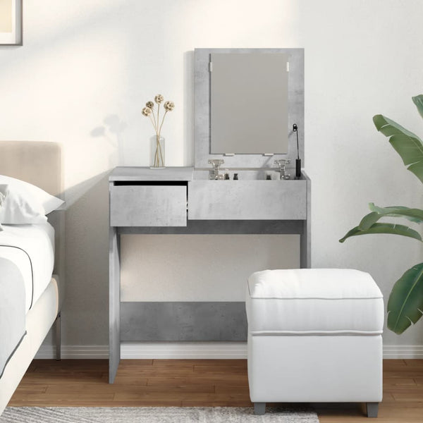 Schminktisch Betongrau mit Spiegel 73x46,5x120 cm