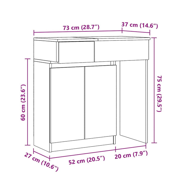 Schminktisch mit LED Räuchereiche 115cm