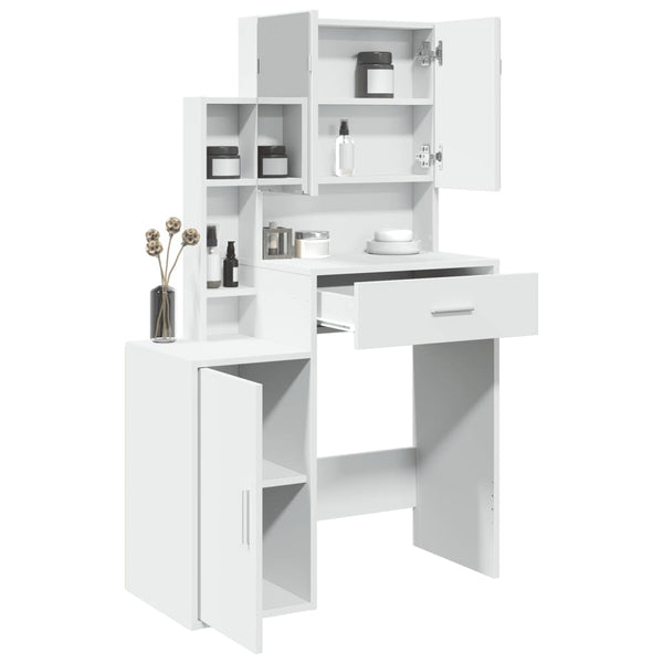 Schminktisch mit Spiegel und Schrank Weiß