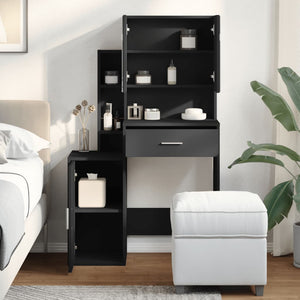 Schminktisch Schwarz mit Schrank 80 cm