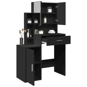 Schminktisch Schwarz mit Schrank 80 cm