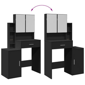 Schminktisch Schwarz mit Schrank 80 cm