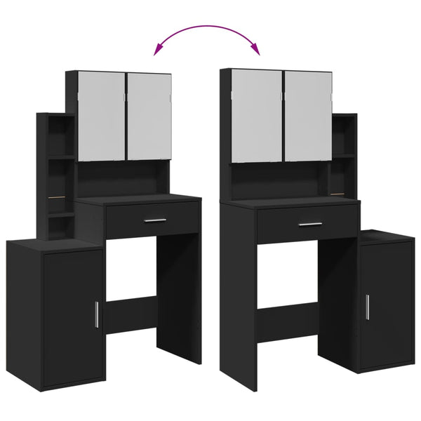 Schminktisch Schwarz mit Schrank 80 cm