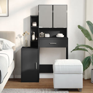 Schminktisch Schwarz mit Schrank 80 cm