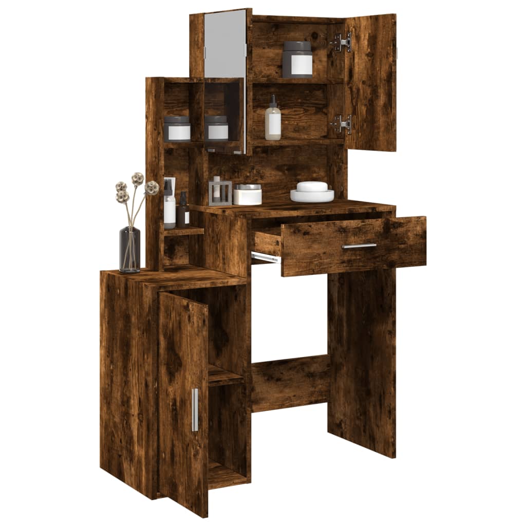 Schminktisch mit Spiegel und Schrank Räuchereiche