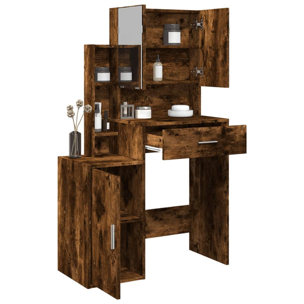 Schminktisch mit Spiegel und Schrank Räuchereiche