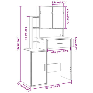 Schminktisch mit Schrank Grau Sonoma-Eiche