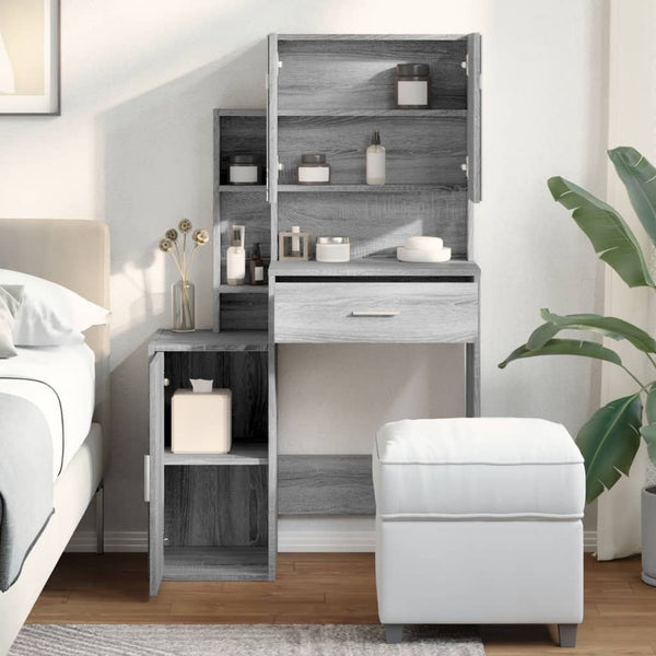 Schminktisch mit Schrank Grau Sonoma-Eiche