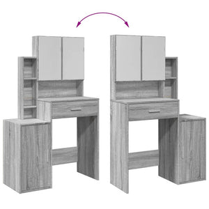Schminktisch mit Schrank Grau Sonoma-Eiche
