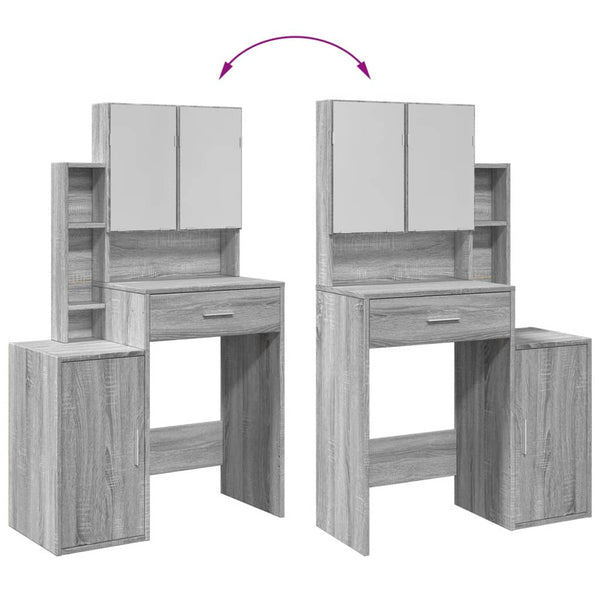 Schminktisch mit Schrank Grau Sonoma-Eiche
