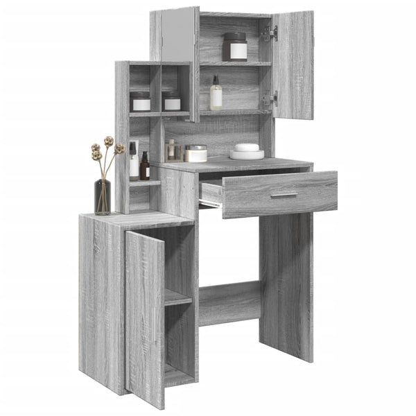 Schminktisch mit Schrank Grau Sonoma-Eiche