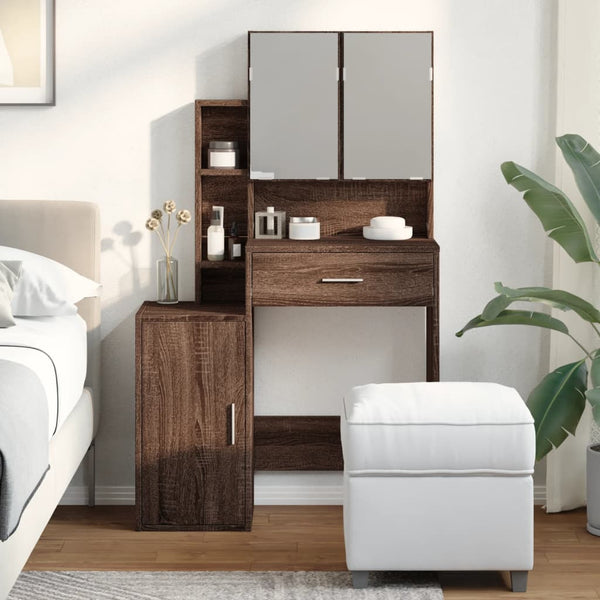 Schminktisch mit Schrank Braun Eichenoptik
