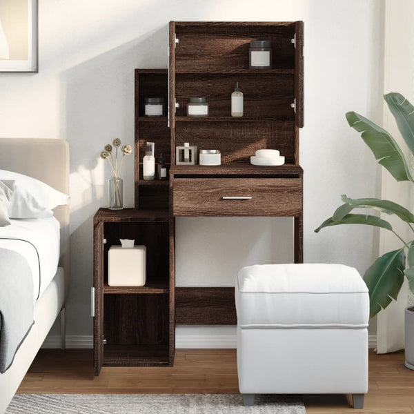 Schminktisch mit Schrank Braun Eichenoptik