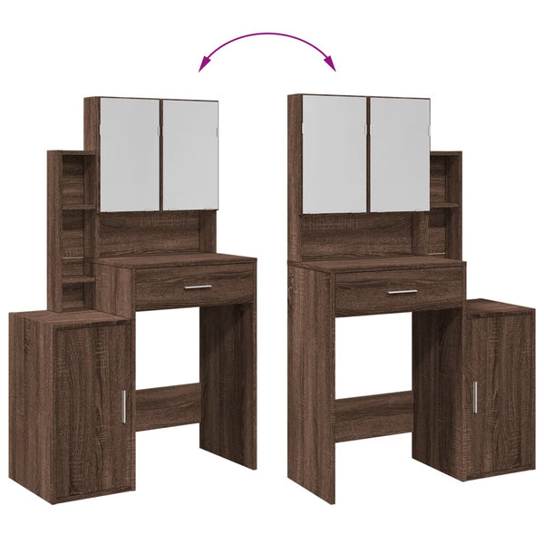 Schminktisch mit Schrank Braun Eichenoptik