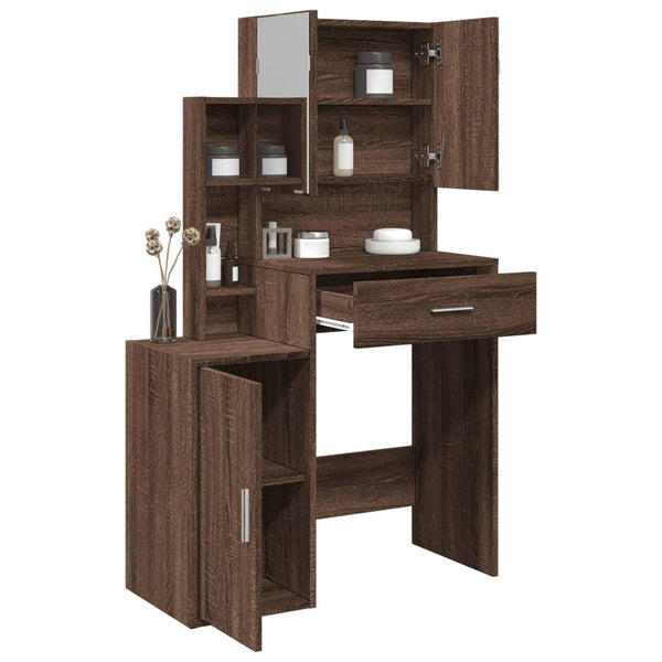 Schminktisch mit Schrank Braun Eichenoptik