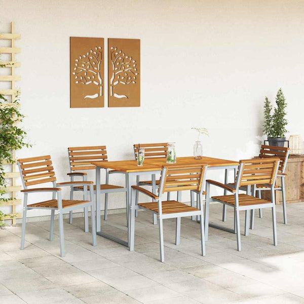 7-teilige Garten Essgruppe aus Akazienholz