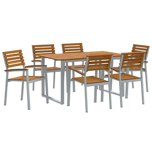 7-teilige Garten Essgruppe aus Akazienholz
