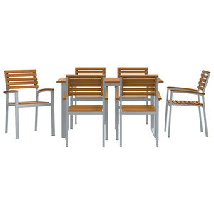 7-teilige Garten Essgruppe aus Akazienholz