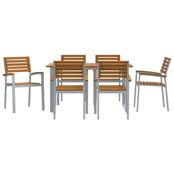 7-teilige Garten Essgruppe aus Akazienholz