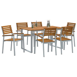 7-teilige Garten Essgruppe aus Akazienholz