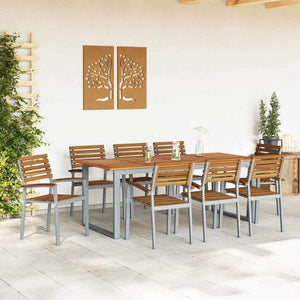 9-teilige Garten Essgruppe Grau Akazie Massivholz