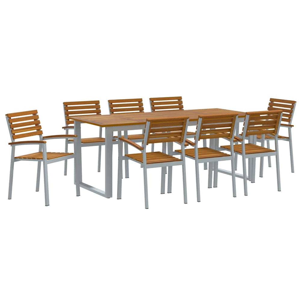 vidaXL Salon de jardin 9 pcs Gris Bois d'acacia massif