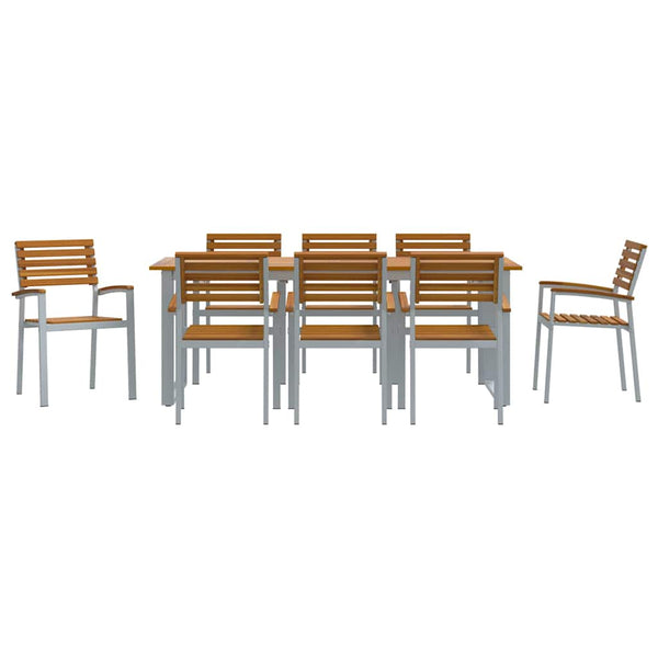 9-teilige Garten Essgruppe Grau Akazie Massivholz