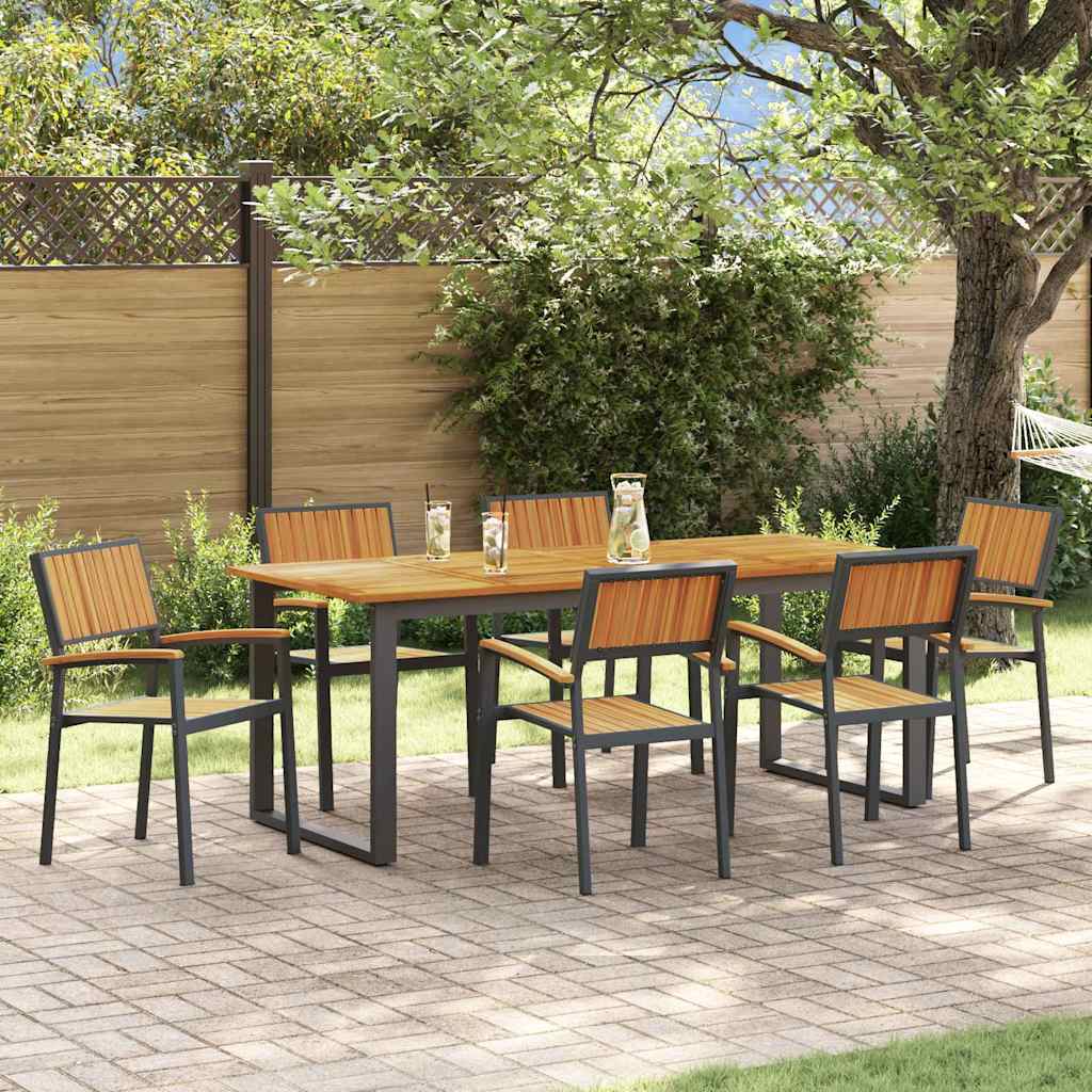Schwarze Garten Essgruppe 7-teilig Akazie Massivholz