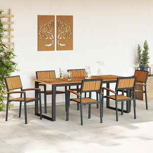 Schwarze Garten Essgruppe 7-teilig Akazie Massivholz