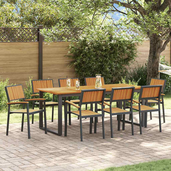 9-teilige Garten Essgruppe aus Akazienholz