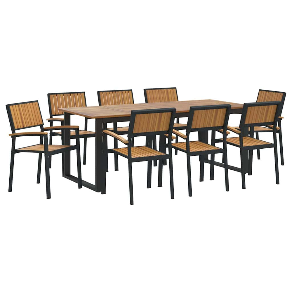 9-teilige Garten Essgruppe aus Akazienholz