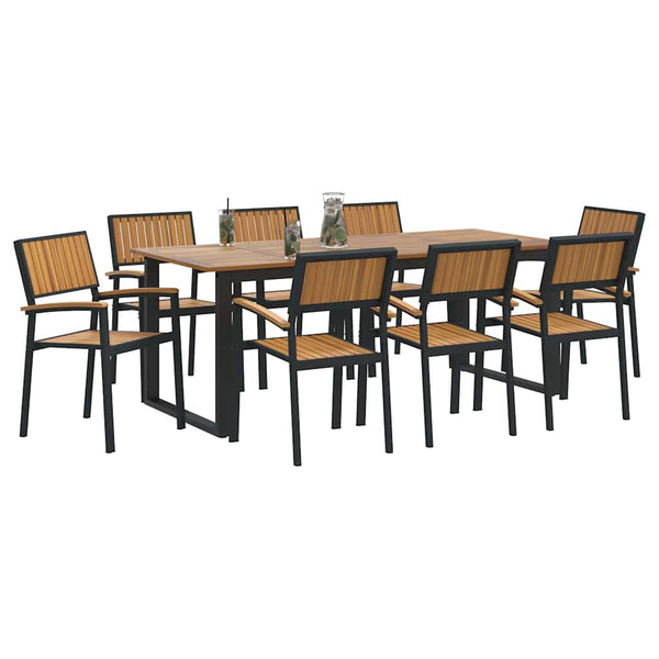 9-teilige Garten Essgruppe aus Akazienholz