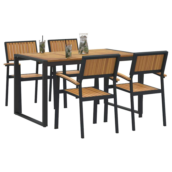 Garten Essgruppe 5-teilig Akazie Schwarz