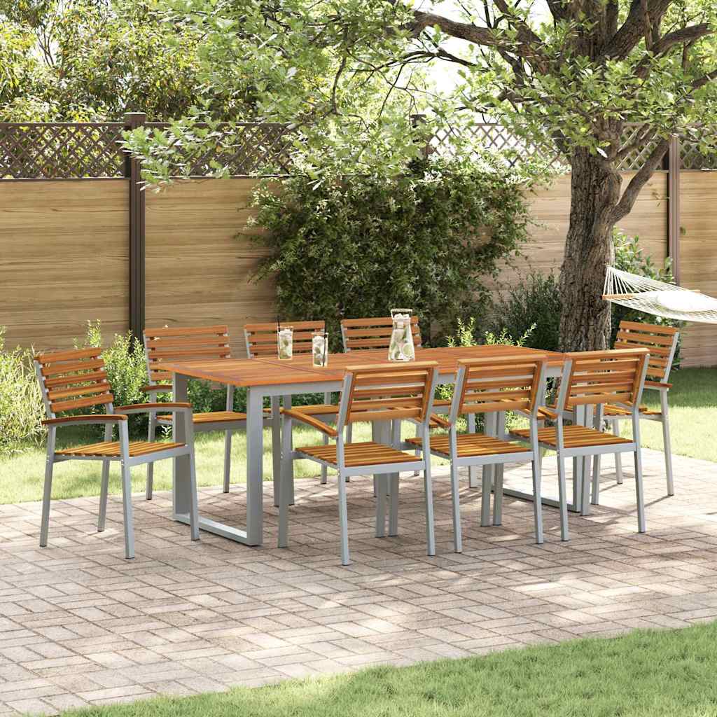 8er Set Gartenstühle Akazie Braun