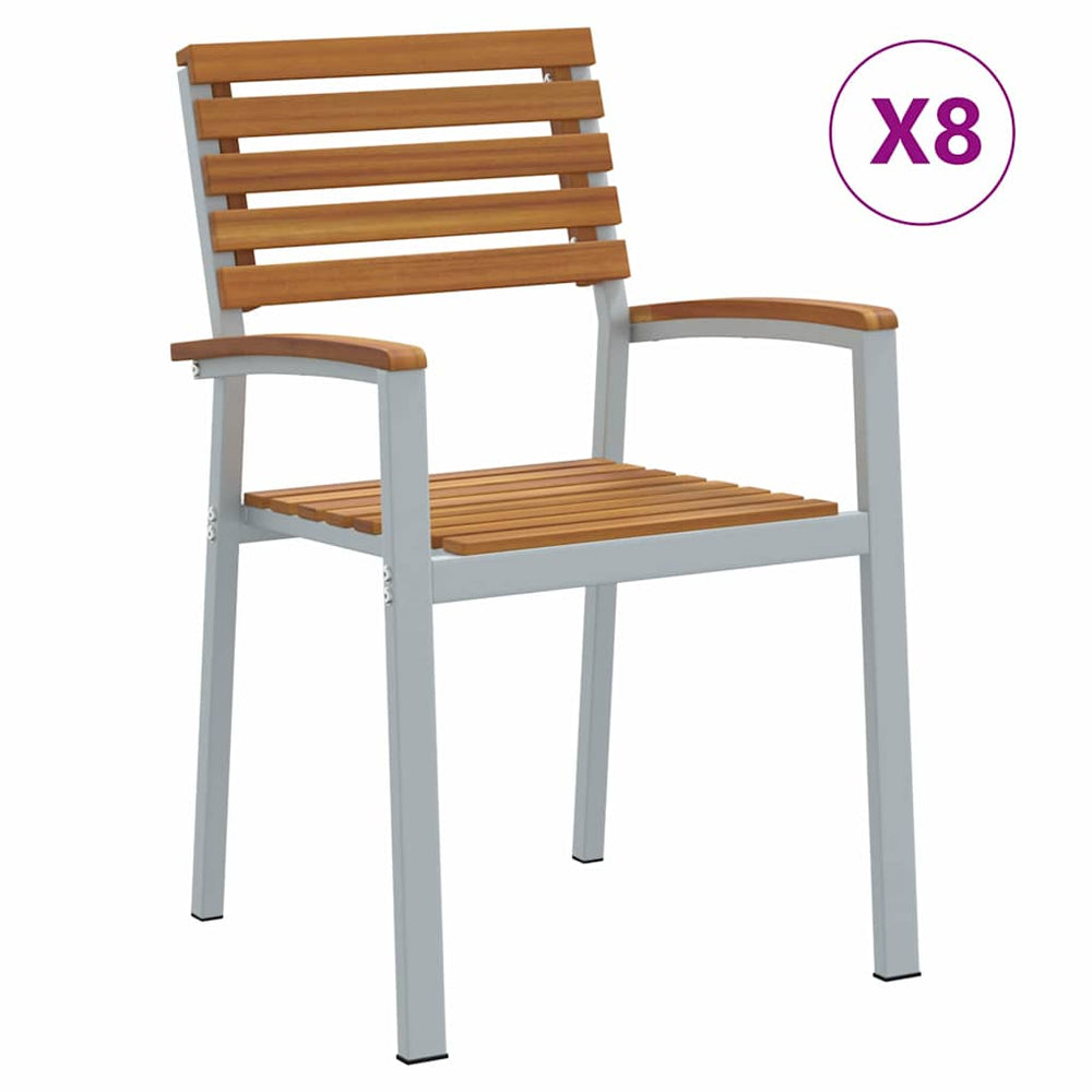 vidaXL Chaises de jardin 8 pcs Marron 56 x 57 x 87 cm Bois d'acacia massif